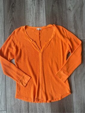 Mod-o-doc- Orange 100% Cotton V-Neck Henley Top- Vols/Clemson/VT Tailgate 🏈